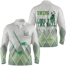 Load image into Gallery viewer, Swing Swear Look For The Ball Repeat Green Geometric Golf Clubs Mens Polo Shirt Men Golf Tops LDT0535