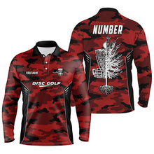 Load image into Gallery viewer, Camo Pattern Mens Golf Polo Shirts, Custom Red Camo Golf Shirt Disc Golf Shirts For Mens, Golf Gifts LDT0057