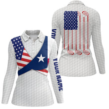 Load image into Gallery viewer, Texas Flag White Golf Pattern Womens Polo Shirt Patriotic Golf Shirts For Women Golf Gifts LDT0604