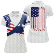 Load image into Gallery viewer, South Carolina Flag White Golf Pattern Womens Polo Shirt Patriotic Women Golf Shirt Golf Gift LDT0606