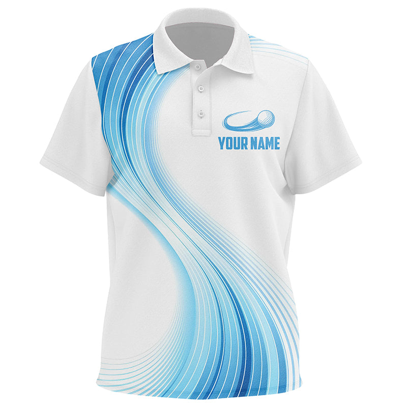 Blue White Gradient Kids Golf Polo Shirts Custom Name Golf Shirts For Kid Personalized Golfing Gifts LDT1317