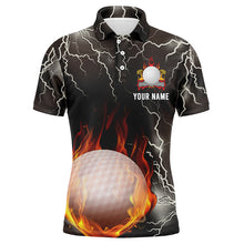 Load image into Gallery viewer, Customized Thunder Fire Flame Mens Golf Polo Shirts Lightning Golf Shirts For Men, Golfing Gifts LDT0149