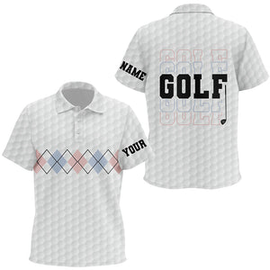 Pink Blue Argyle Pattern Kids Golf Polo Shirts Custom Cool White Golf Shirts For Kid Golf Gifts LDT0950