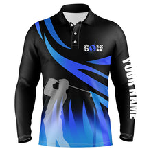 Load image into Gallery viewer, Golf In Passion Black &amp; Blue Flame Golf Mens Polo Shirt Personalized Cool Golf Shirts For Men LDT0962
