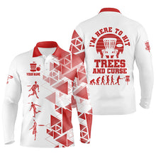 Load image into Gallery viewer, Personalized Mens Red &amp; White Disc Golf Polo Shirts, Evolution Disc Golf Shirts For Men LDT0199