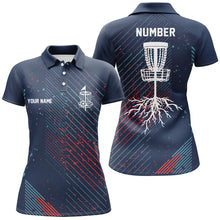 Load image into Gallery viewer, Blue Red Geometric Pattern Womens Disc Golf Polo Shirt Cool Golf Shirts For Women Golf Gifts LDT0596