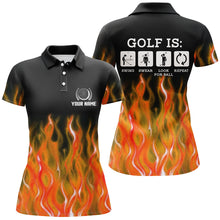 Load image into Gallery viewer, Womens Orange Flame Golf Polo Shirts, Personalized Fire Golf Shirts For Women, Best Golfing Gifts LDT0130