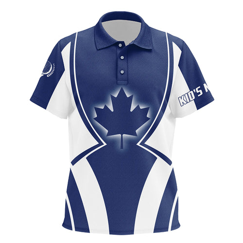 Blue Canada Maple Leaf Kids Golf Polo Shirt Customized Patriotic Golf Tops For Kid Golfing Gifts LDT1000