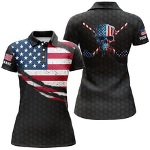Load image into Gallery viewer, American Flag Skull Golf Shirts For Women, Funny Golf Shirt, Personalized Women Golf Shirts Golf Gift LDT0041