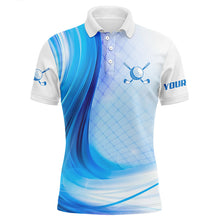 Load image into Gallery viewer, Blue Light Twinkle Mens Golf Polo Shirts Custom Name Golf Shirts For Men Golfing Gifts LDT1324