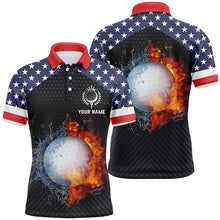Load image into Gallery viewer, Fire And Water Golf Mens Polo Shirts, Custom American Flag Golf Shirts For Men, Patriotic Gifts LDT0158