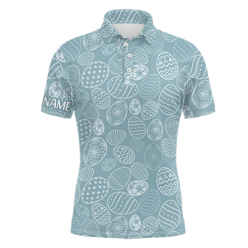 Blue Funny Easter Eggs Mens Golf Polo Shirts Custom Easter Day Golf Shirts For Men Golf Gifts LDT1336