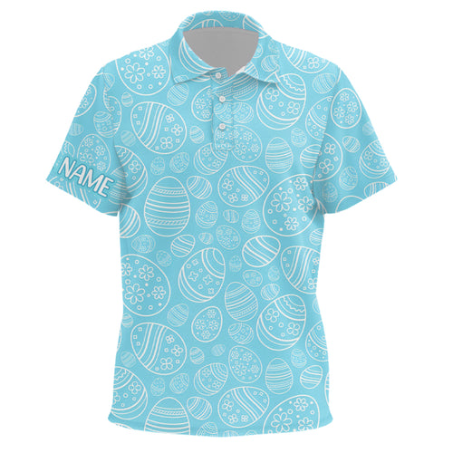 Blue Easter Eggs Kids Golf Polo Shirts Custom Easter Day Funny Golf Tops For Kid Golfing Gifts LDT1337
