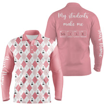Load image into Gallery viewer, Science Pink Argyle Pattern, My Students Make Me Smile Men 3D Polo Shirt Golf Shirt For Men LDT0006