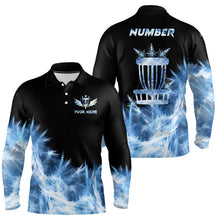Load image into Gallery viewer, Icy Blue Light Mens Disc Golf Polo Shirt Customized Disc Golf Gifts For Men Disc Golf Basket Shirts LDT1402