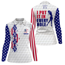 Load image into Gallery viewer, American Flag Argyle Womens Golf Polo Shirts Personalized Patriotic Us Golf Shirts For Women LDT0205