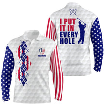 Load image into Gallery viewer, American Flag Argyle Mens Golf Polo Shirts, Personalized Patriotic Us Golf Shirts For Men LDT0205