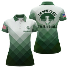 Load image into Gallery viewer, I'm Here To Hit Trees &amp; Curse Green Disc Golf Shirt Custom Geometric Disc Golf Tops For Women LDT0516