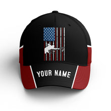 Load image into Gallery viewer, Personalized American Flag Black Red Billiards Hats For Players Billiards, Custom Top Hat Billiards  VHM0362