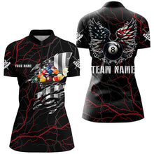 Load image into Gallery viewer, Personalized Red Thunder US Flag Billiard Balls 3D Polo Shirts For Women Billiard 8 Ball Wings Jerseys VHM1195