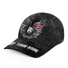 Load image into Gallery viewer, Personalized US Flag Billiard Balls 3D Hats Cap For Pool Players, Custom Billiard 8 Ball Wings Hats VHM1010