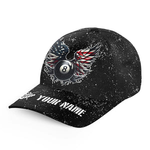 Personalized US Flag Billiard Balls 3D Hats Cap For Pool Players, Custom Billiard 8 Ball Wings Hats VHM1010