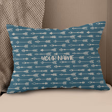 Load image into Gallery viewer, Personalized Blue Arrow Archery Pillow Custom Throw Pillow Archery Gifts VHM0836