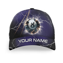 Load image into Gallery viewer, Personalized Thunder Lighting Purple 8 Ball Billiard Hats Cap For Pool Player, Top Hat Billiards VHM1070