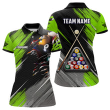 Load image into Gallery viewer, Personalized Green Black Billiard Balls 3D Shirts For Women Custom 8 Ball Pool Billiards Team Jerseys VHM1187
