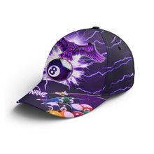 Load image into Gallery viewer, Personalized Thunder Pattern Eagle 8 Ball Purple 3D Billiards Hat For Men And Women, Billiards Hat VHM0419