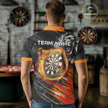 Load image into Gallery viewer, Orange And Black Grunge Lion And Shark Dart Shirts Custom Men's Dart Jersey Polo &amp; Quarter Zip TDM3847