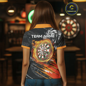 Orange And Black Grunge Lion And Shark Dart Shirts Custom Women's Dart Jersey Polo & Quarter Zip TDM3847