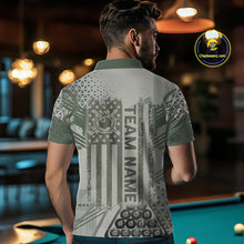 Load image into Gallery viewer, Military Green Camo Billiard Jersey For Men Custom 8 Ball Pool Shirt American Flag Billiard Shirts TDM3855