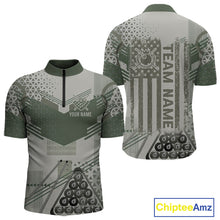 Load image into Gallery viewer, Military Green Camo Billiard Jersey For Men Custom 8 Ball Pool Shirt American Flag Billiard Shirts TDM3855