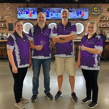 Load image into Gallery viewer, Purple Brick-Wall Fierce Bulldog Women Darts Quarter- Zip Team Shirt Personalized Name For Players NYN2115