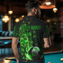 Load image into Gallery viewer, Green 8 Ball Fire Luckiest Shamrock Men Billiard Shirt Custom St Patrick Day Billiard Team Jerseys TDM3389