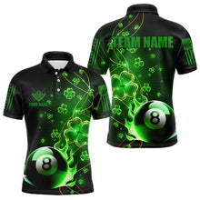 Load image into Gallery viewer, Green 8 Ball Fire Luckiest Shamrock Men Billiard Shirt Custom St Patrick Day Billiard Team Jerseys TDM3389