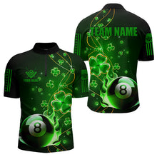 Load image into Gallery viewer, Green 8 Ball Fire Luckiest Shamrock Men Billiard Shirt Custom St Patrick Day Billiard Team Jerseys TDM3389