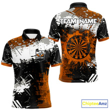 Load image into Gallery viewer, Custom Orange Grunge Dart Shirt With Pocket Option For Men, Dart Team Jersey TDM5889