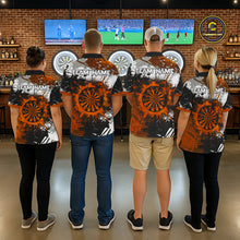 Load image into Gallery viewer, Custom Orange Grunge Dart Shirt With Pocket Option For Men, Dart Team Jersey TDM5889