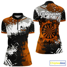 Load image into Gallery viewer, Custom Orange Grunge Dart Shirt With Pocket Option For Women, Dart Team Jersey TDM5889