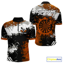 Load image into Gallery viewer, Custom Orange Grunge Dart Shirt With Pocket Option For Men, Dart Team Jersey TDM5889
