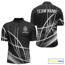 Load image into Gallery viewer, Black And White Darts Jersey For Men Custom Light Streak Darts Team Shirt Polo &amp; Quarter Zip TDM6028