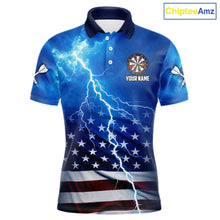 Load image into Gallery viewer, Blue Lightning American Flag Eagle Dart Shirt With Pocket Option For Men TDM6030