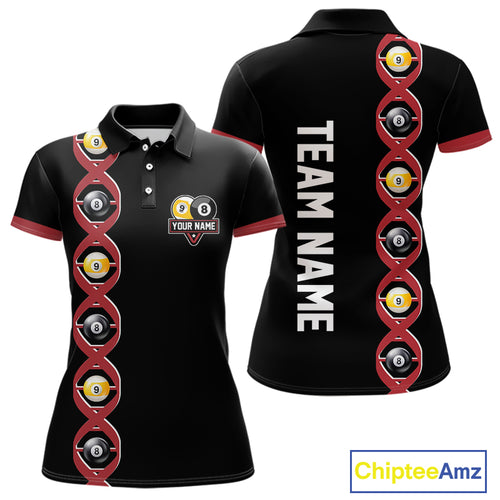 DNA Billiard 8 Ball & 9 Ball Shirts For Women Custom Funny Pool Billiard Jerseys Team Polo & 1/4 Zip TDM3863