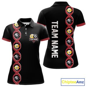DNA Billiard 8 Ball & 9 Ball Shirts For Women Custom Funny Pool Billiard Jerseys Team Polo & 1/4 Zip TDM3863