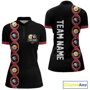 DNA Billiard 8 Ball & 9 Ball Shirts For Women Custom Funny Pool Billiard Jerseys Team Polo & 1/4 Zip TDM3863