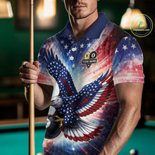 Load image into Gallery viewer, Custom 8 Ball &amp; 9 Ball American Flag Eagle Billiard Shirt For Men, Pool Team Jersey Polo &amp; 1/4 Zip TDM6281