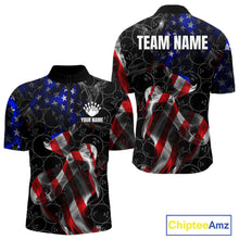 Load image into Gallery viewer, Custom American Flag Smoke Bowling Shirt For Men, Patriotic Team Bowling Jersey Polo &amp; 1/4 Zip TDM6290