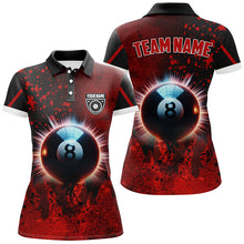 Load image into Gallery viewer, Personalized Glowing 8 Ball Pool Billiard Shirts For Women Custom Grunge Red Billiard Pool Jerseys TDM2179